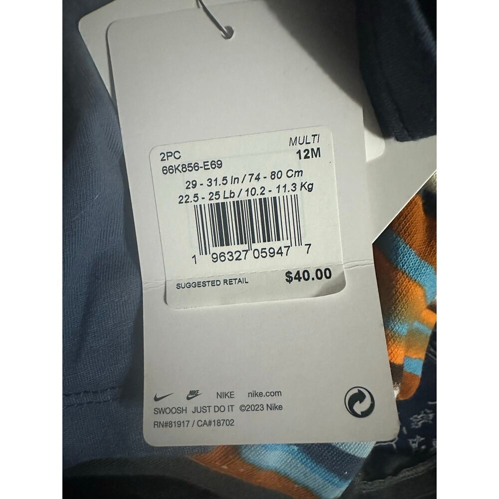 Nike Boy 2 Pieces Short Sleeve T-Shirt And Shorts, Multicolor 12M - Picture 4 of 4
